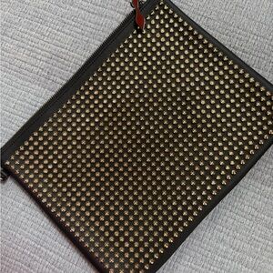 Black Studded Wristlet Pouch with Gold Studs